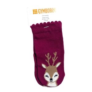 Gymboree Girls 3-6 Months Reindeer Ruffled Purple Sock